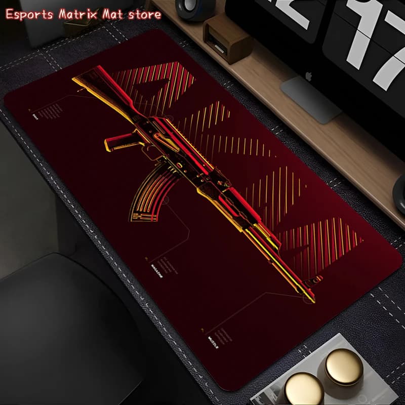 Cyberpunk Style Red Gun mouse pad, waterproof size, for gaming and office