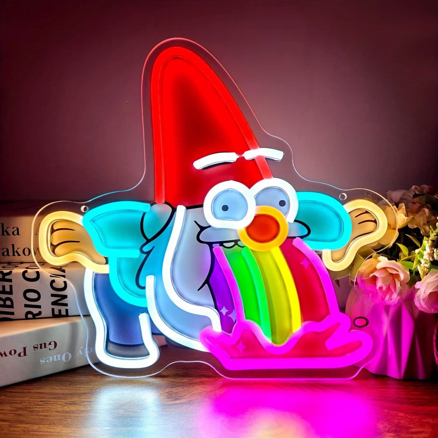 Insegna Luminosa a LED USB Dimmerabile a Forma di Gnomo Arcobaleno, Decorazione da Parete per Camera da Letto, Sala Giochi, Soggiorno, Regali per Feste di Compleanno