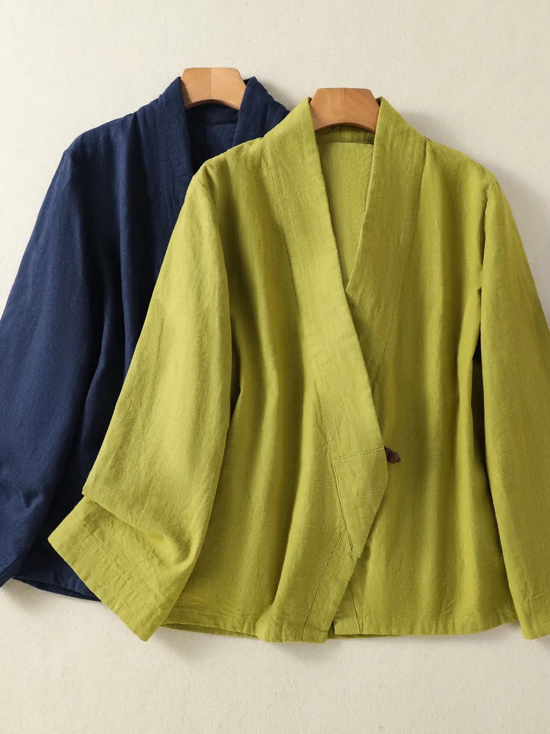 Loose Fit Long Sleeve Retro Chinese Style Women's Jacket Large Size Artistic Casual Shirt V-Neck Single Button Spring Outerwear