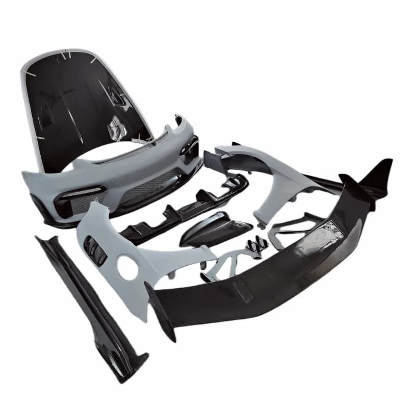 Kit Carrozzeria Stile GT4RS in Fibra di Carbonio Semi-Lucida per Porsche 718 Boxster, Paraurti Anteriore, Diffusore Posteriore, Parafango, Spoiler