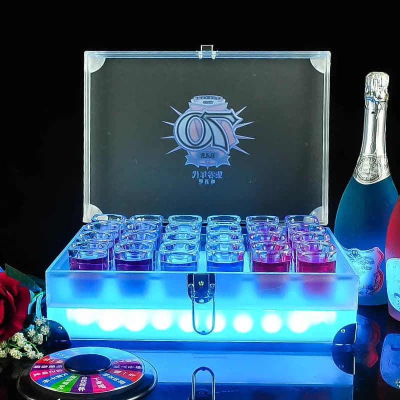 LED Lighted Glass Wallet Commercial Cocktail Stand Bar Display Durable Glass Organizer for Nightclubs KTV