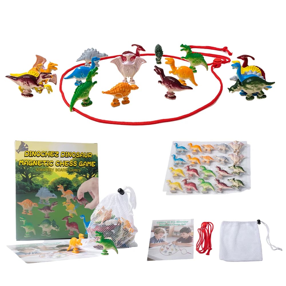 Gioco di scacchi magnetico Set 20 dinosauri con corda Giocattolo antistress Fidget per bambini Adulti Giochi di famiglia di Natale 20 pezzi Pietre