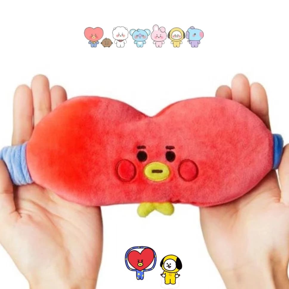 Mascherina per occhi in peluche BT21, simpatica e carina, unisex, per viaggi, ufficio, riposo, blocca la luce, merchandise anime, idea regalo.