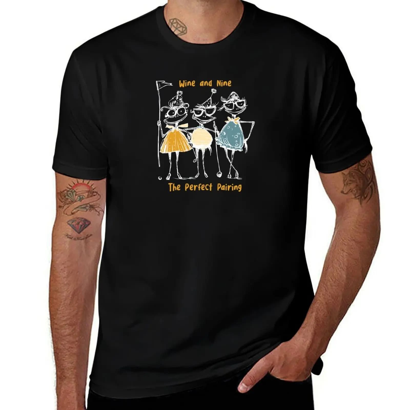Funny Womens Golf and Wine Saying T-Shirt Summer Festival T-Shirt