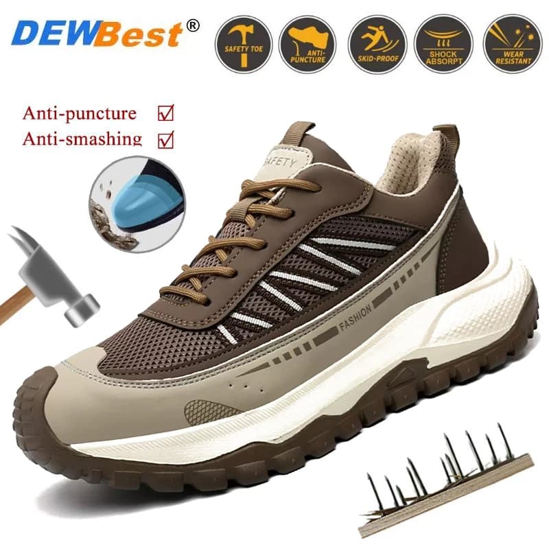 Men's Summer-Weight Safety Shoes Moulded-Toe Impact- & Puncture-Resistant EVA Outsoles Comfort Work Footwear