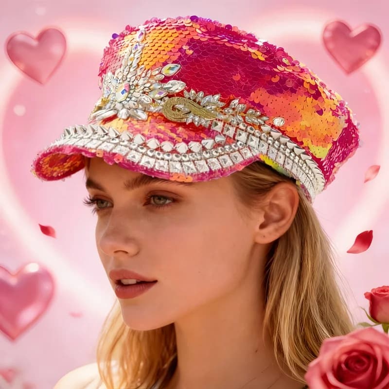 Steampunk Bling Rhinestone Hat Women Men Party Cap for Carnival, Rave, Cosplay Costume, Disco, Prom, Performance,New Year