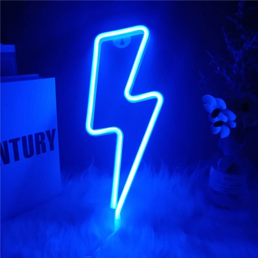 Creativo LED Neon Sign Lampada da parete a forma di fulmine USB/batteria Fata Luce notturna per la casa Camera da letto Festa Decorazioni natalizie Regalo per bambini