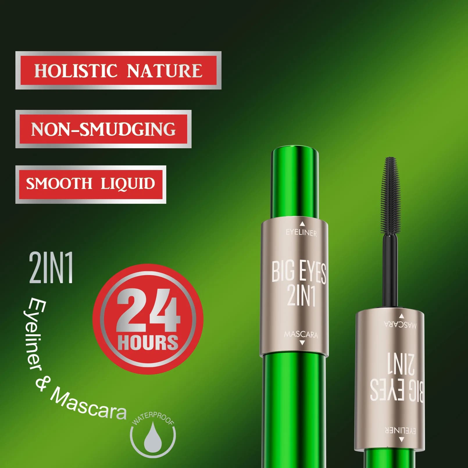 Nuovo Mascara Eyeliner 2 in 1 Transfrontaliero, Impermeabile, Allungante e Incurvante, Senza Sbavature per Ciglia Morbide e Lucenti, Essenziale per il Trucco