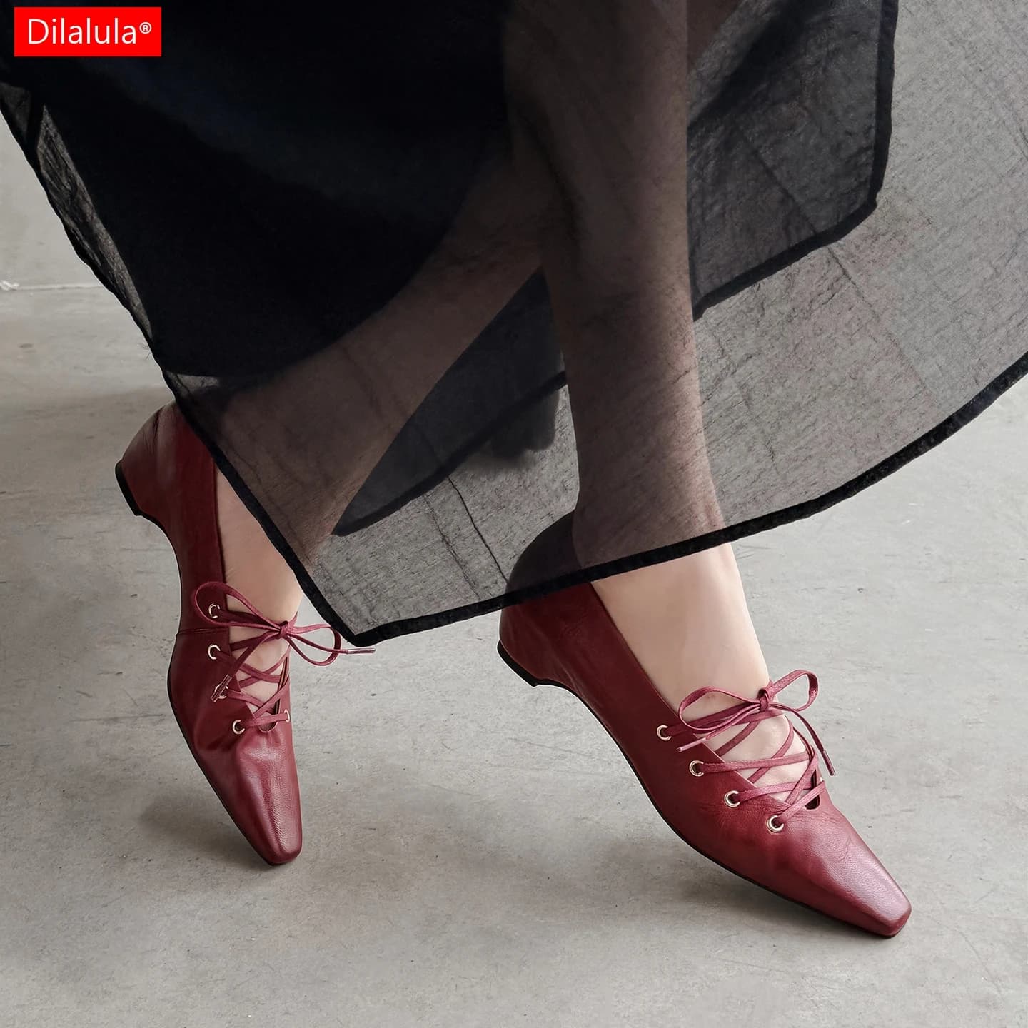 Dilalula 2026 Primavera Pelle di Pecora Donne Pompe Med Tacchi Spessi Giovane Signora Lace Up Pompe Per Il Partito Incontri Vestito Scarpe Femminili
