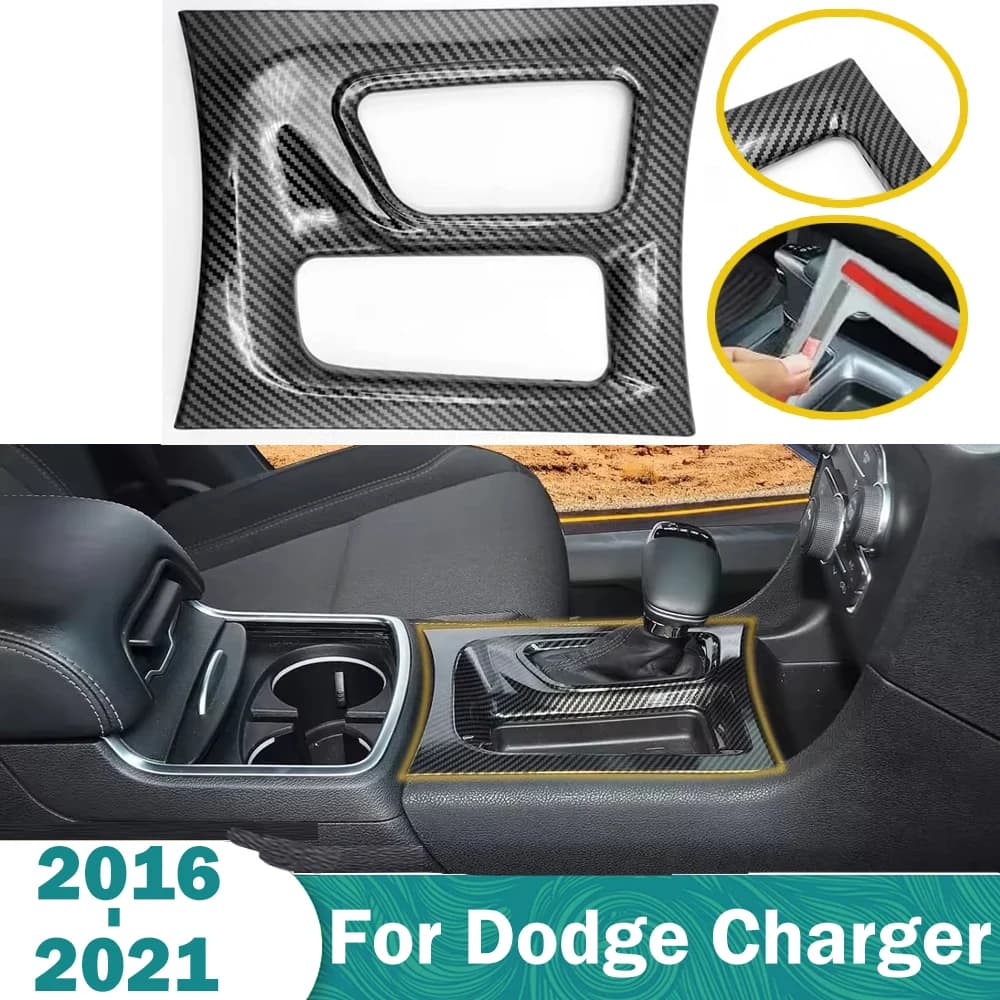 Per Dodge Charger 2016-2021 In Fibra di Carbonio Controllo Centrale Del Cambio Pannello Decorativo Trim Adesivo ABS Car Styling Accessorio