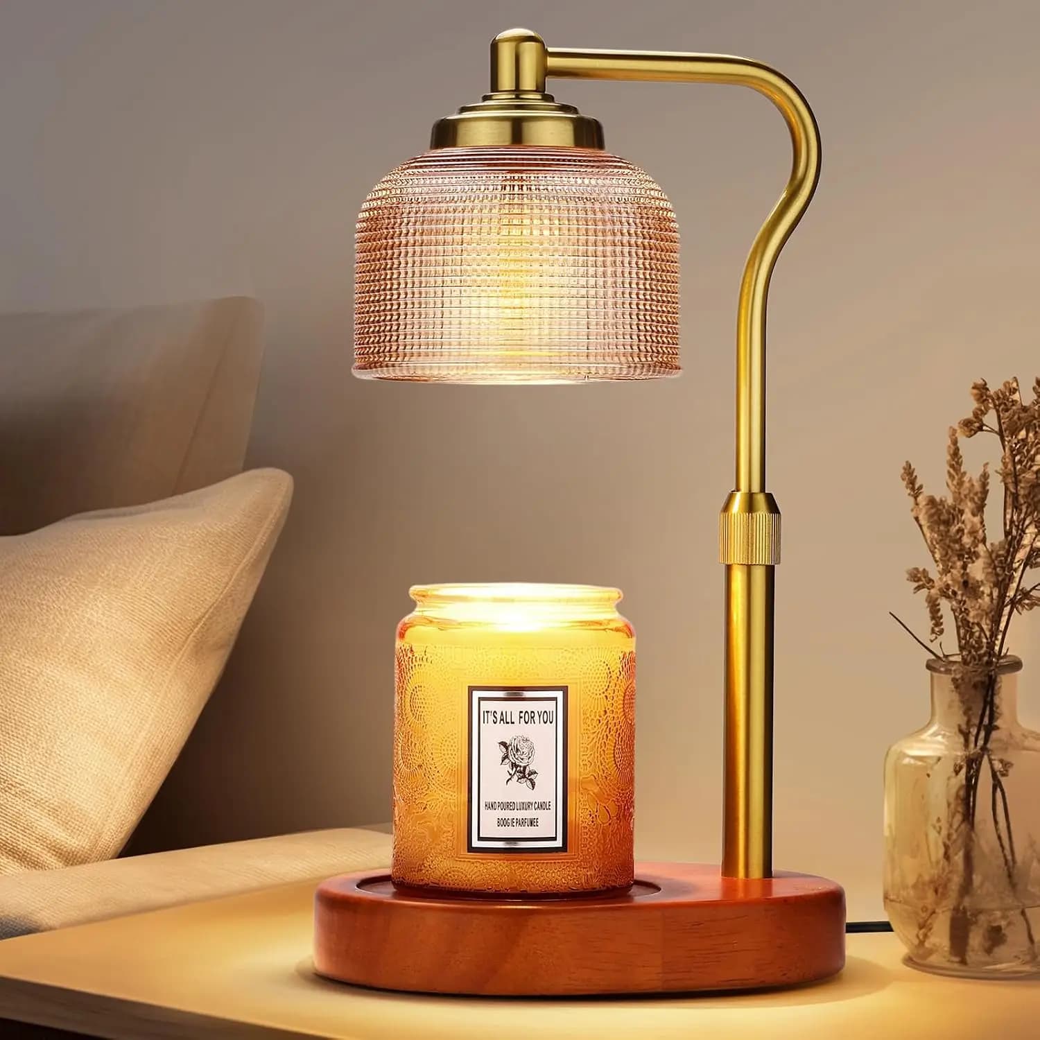 Dimmable Candle Warmer Lamp with Timer, Adjustable Height, 3 Bulbs Included, Safe for Home Decor