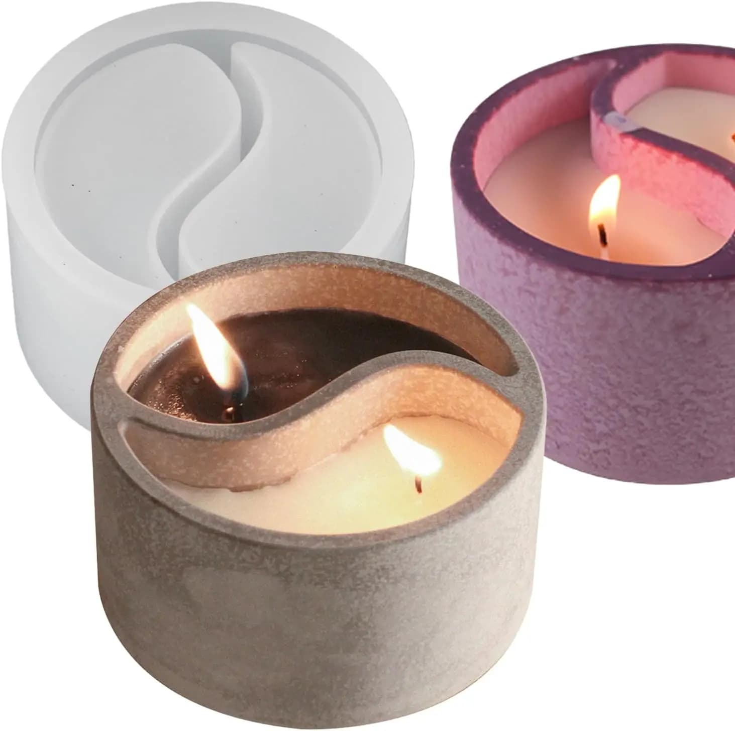 Stampo in silicone Yin Yang per portacandele Tai Chi, stampo in resina cementizia, scatola portaoggetti fai da te, decorazione per vasi di piante grasse
