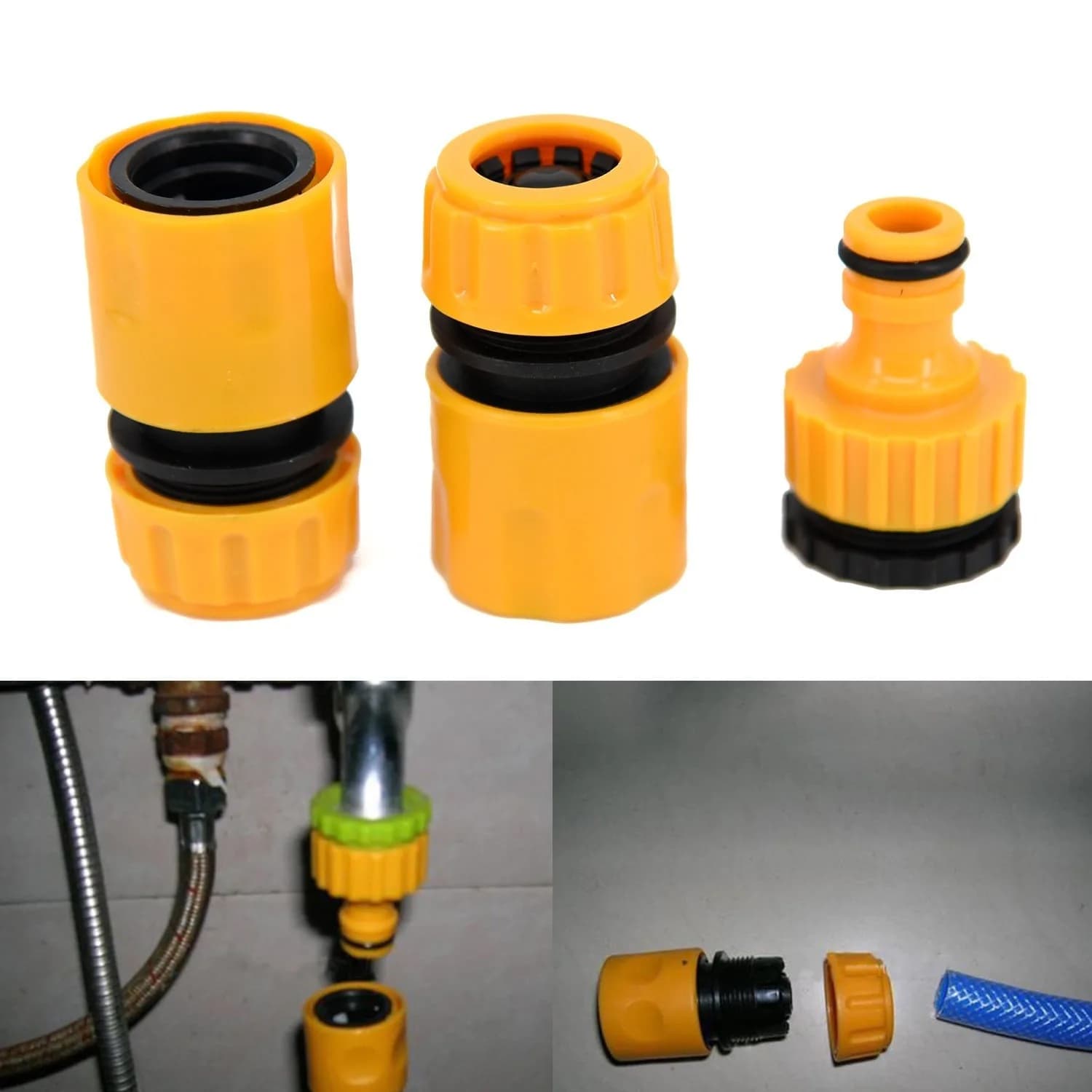 3pcs Quick Tap Water Connector Adapter Fast Coupling Adaptor Drip Tape 3/4"and 1/2" Barbed Irrigation Hose Connector Garden Tool