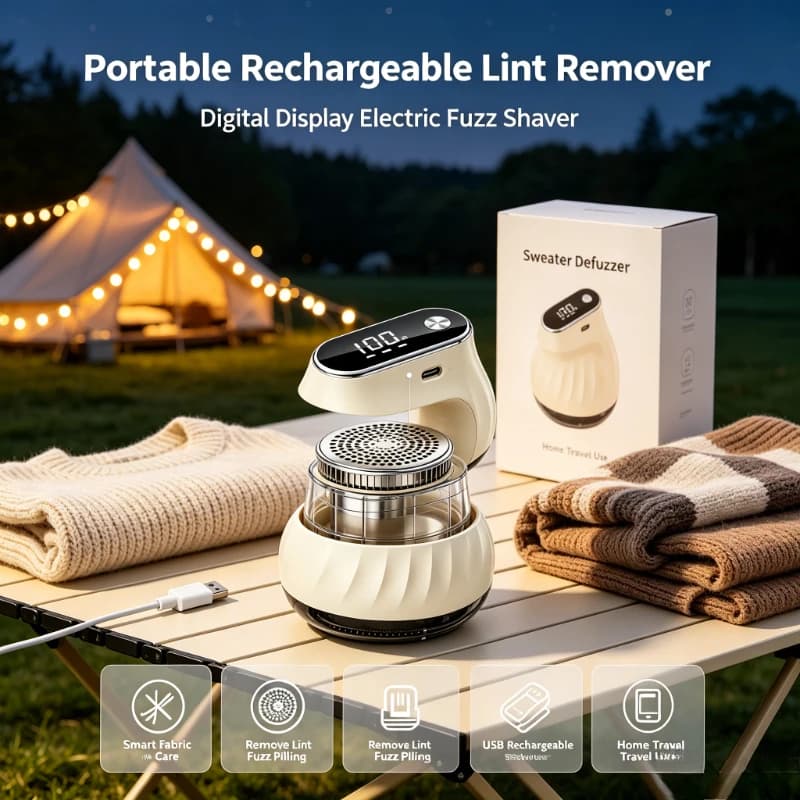 Portable Rechargeable Electric Lint Remover Digital Display Fuzz Shaver Smart Fabric Defuzzer for Sweater Clothes