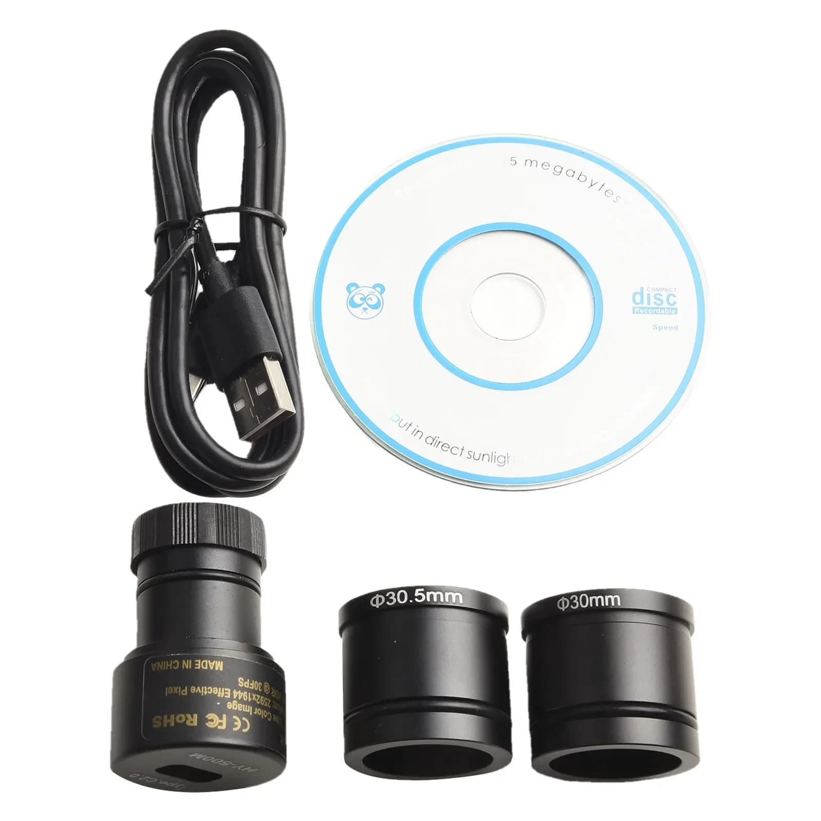 Fotocamera USB per Microscopio da 5 Megapixel con Adattatore per Oculare per Uso Industriale, Scientifico e Imaging Digitale Macro