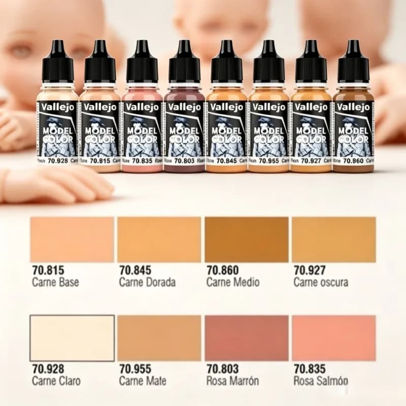 Vallejo 70124 Acrylic Paint Set Environmental Water Based Paint 8pcs Face Skin Tone for Figure Portrait Military Model Painting