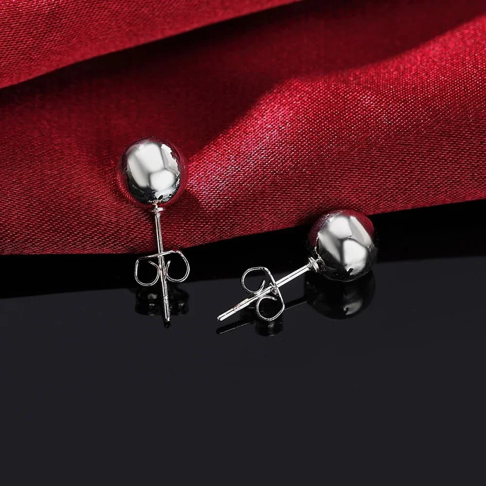 Orecchini a Perno con Perline Semplici 8-10MM in Argento Sterling 925 per Uomo e Donna, Regalo per le Feste, Gioielli Versatili per Feste e Uso Quotidiano
