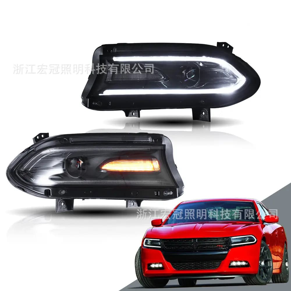 Car Styling Front Lamp Streamer Management Indicators for Dodge Charger 2015-2020 Daylight Mounting Headlights