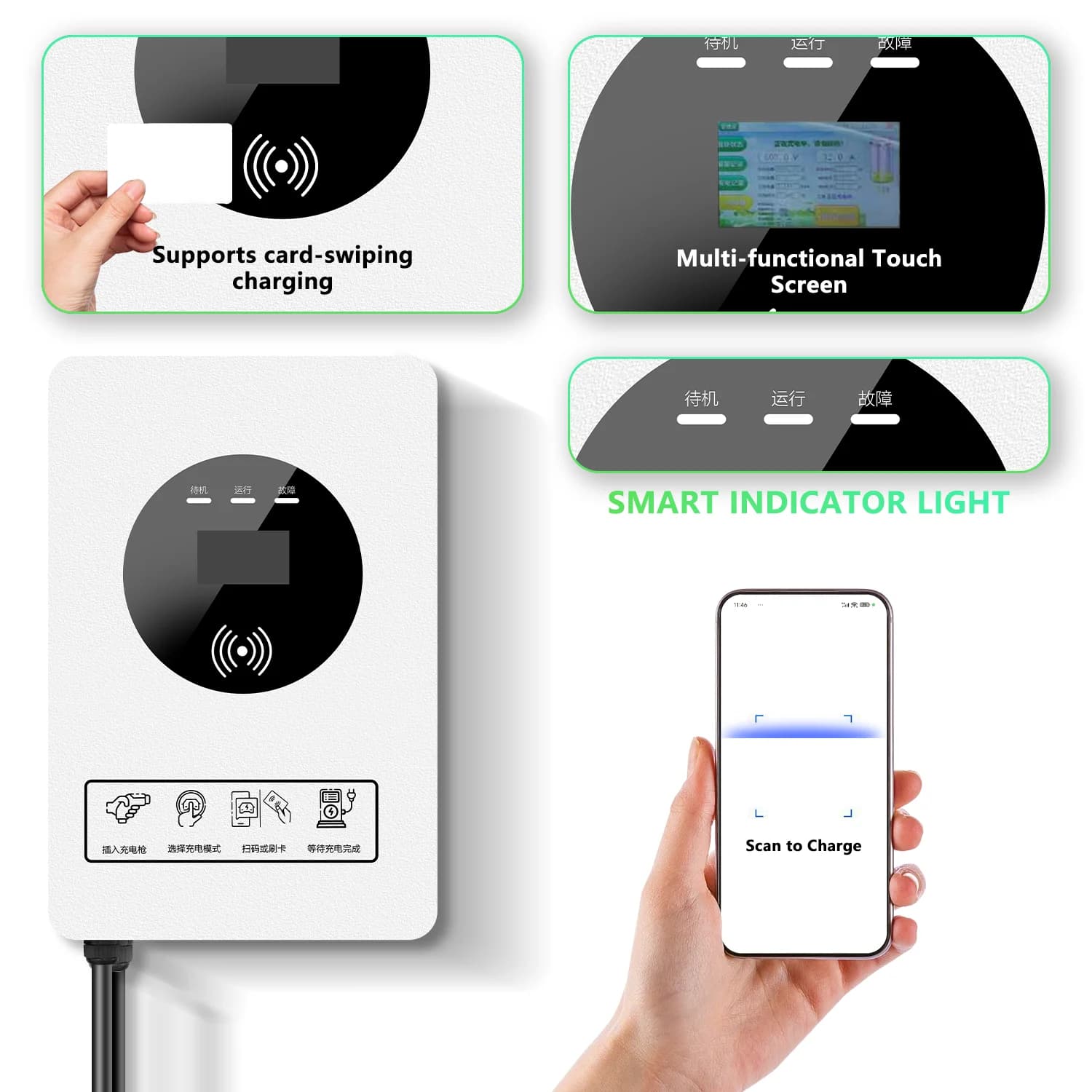 Charging Station for Cars 20kw Ev Charger Box GBT Charger Electric Car Fast Wall Charging Station Wallbox for Byd Tang