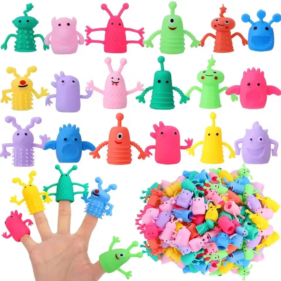 10/20PCS Carino Mostro Dito Topper Giocattoli di Gomma Morbida Elastico Agitarsi per I Bambini Festa di Compleanno Favori Ospiti Regali Goodies Filler