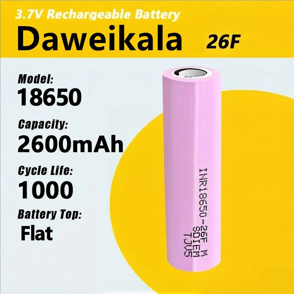 Daweikala 26F 18650 2600mAh Batteria ricaricabile 3.7V ICR18650-26F ad alto consumo 20A per torcia frontale Power Bank