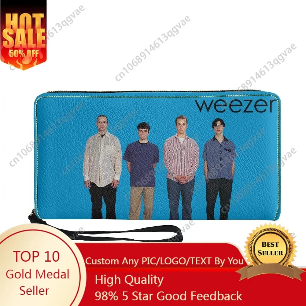 2025 Nuovo Weezer Pop Rock Band Borsa personalizzata Uomo Donna Adolescenti Portafogli lunghi con cerniera Borsa regalo portafoglio portatile doppia stampa