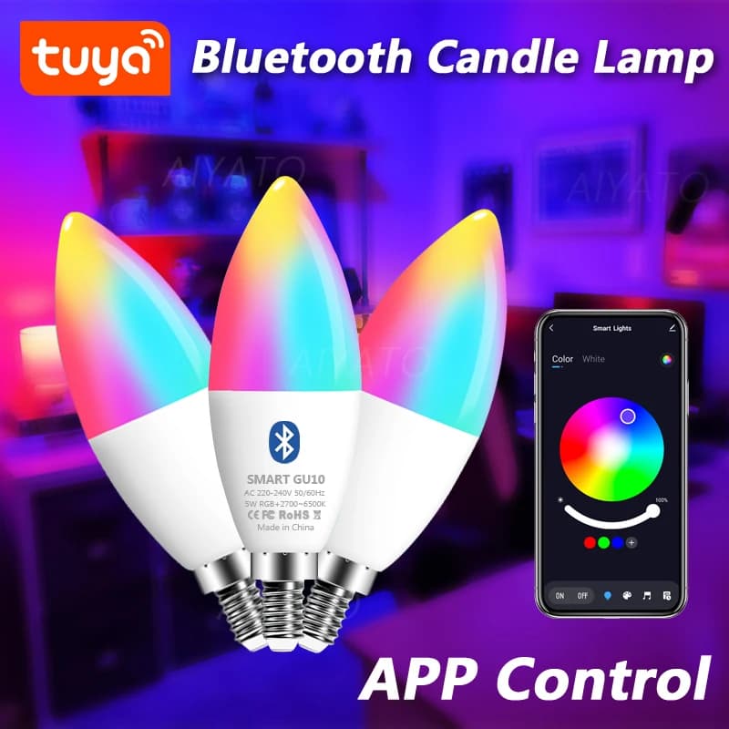 Tuya E14 Candela Lampade di cristallo Controllo APP Lampadina intelligente Bluetooth RGB 220V Europa HA CONDOTTO LA Luce Dimmerabile Smart Life Room Home Group