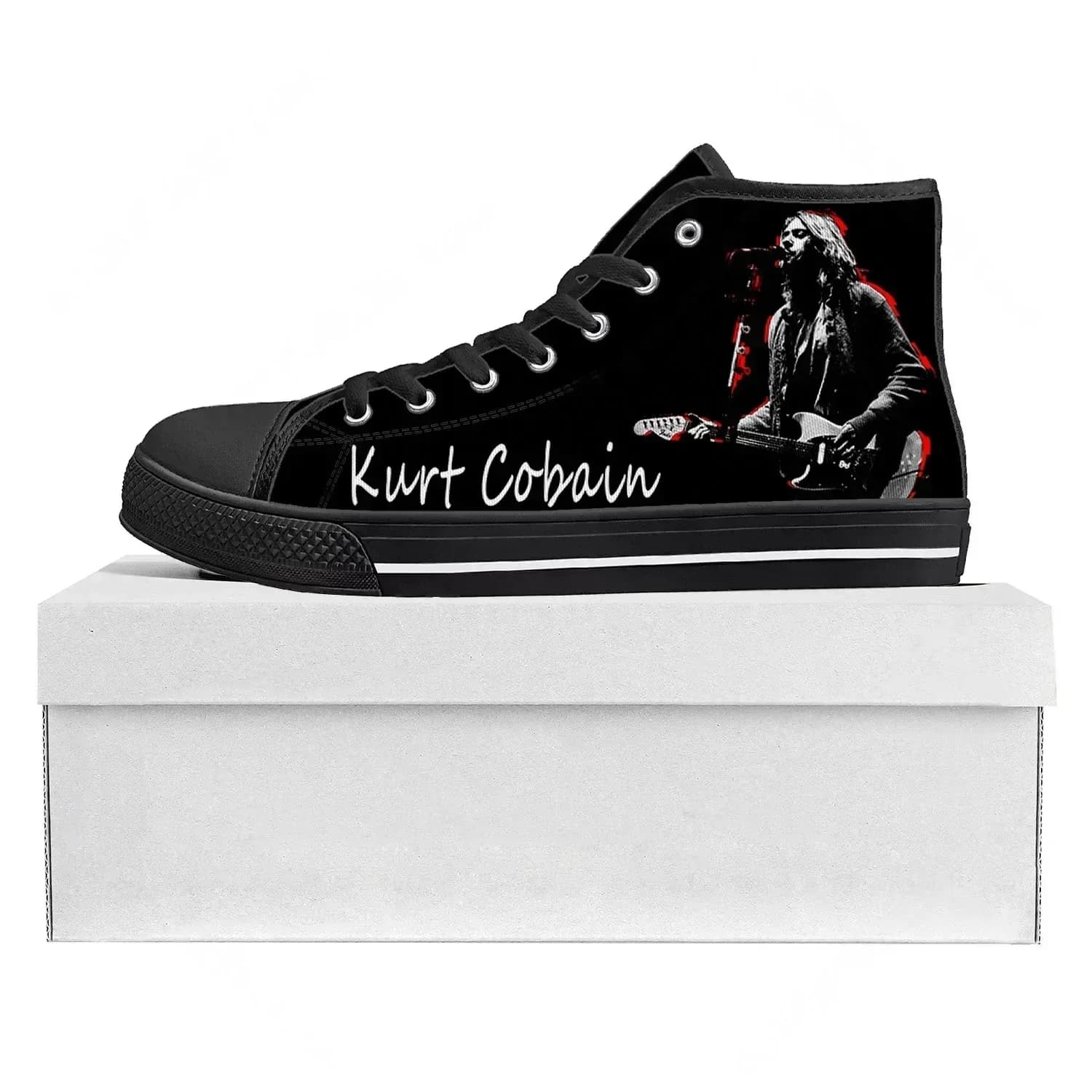 Kurt Cobain High Top High Quality Sneakers Mens Womens Teenager Canvas Sneaker Casual Custom Made Shoes Customize Shoe Black
