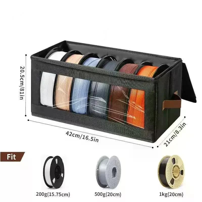 Filament Storage Box with Humidity Control for 3D Printers Protects PLA PETG ABS Spools from Dust and Damp
