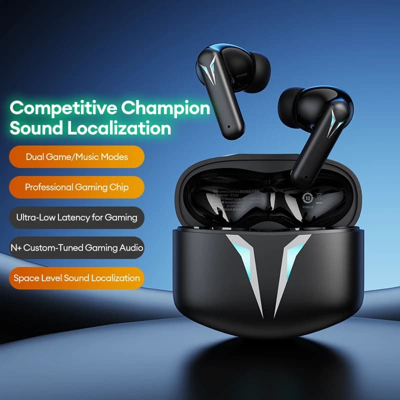 Lenovo GT102 Wireless E-sports Headset TWS Bluetooth 6.0 Earphones Music Gaming Earbuds 50ms Ultra-low Latency HD Voice Calls