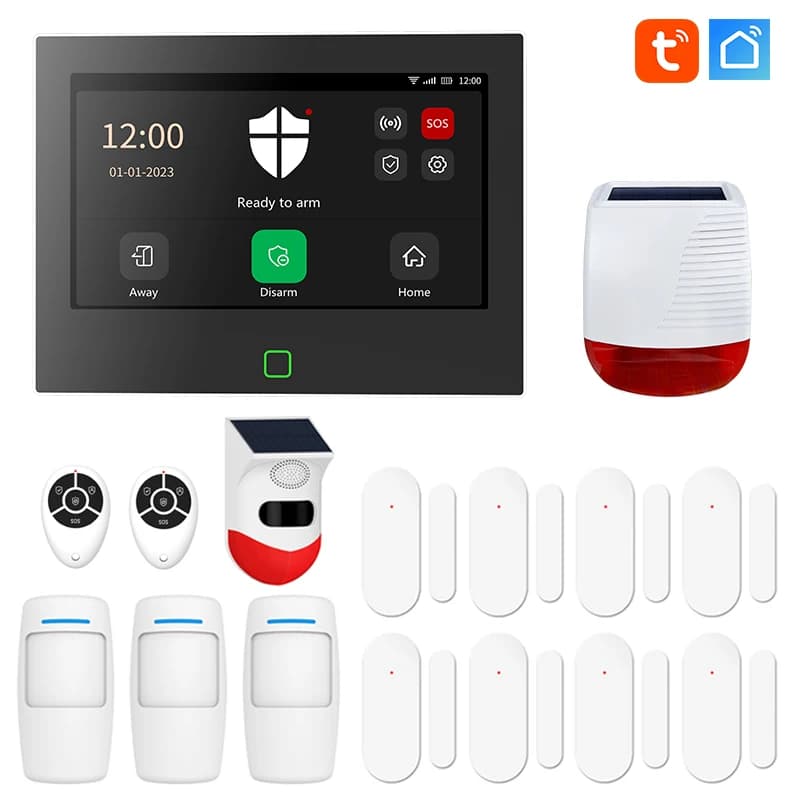 Acquirente fai-da-te personalizzato 7 pollici 4G e WiFi Sistema host di allarme domestico Wireless GSM Pannello tattile a grande schermo Tuya Protezione di sicurezza intelligente