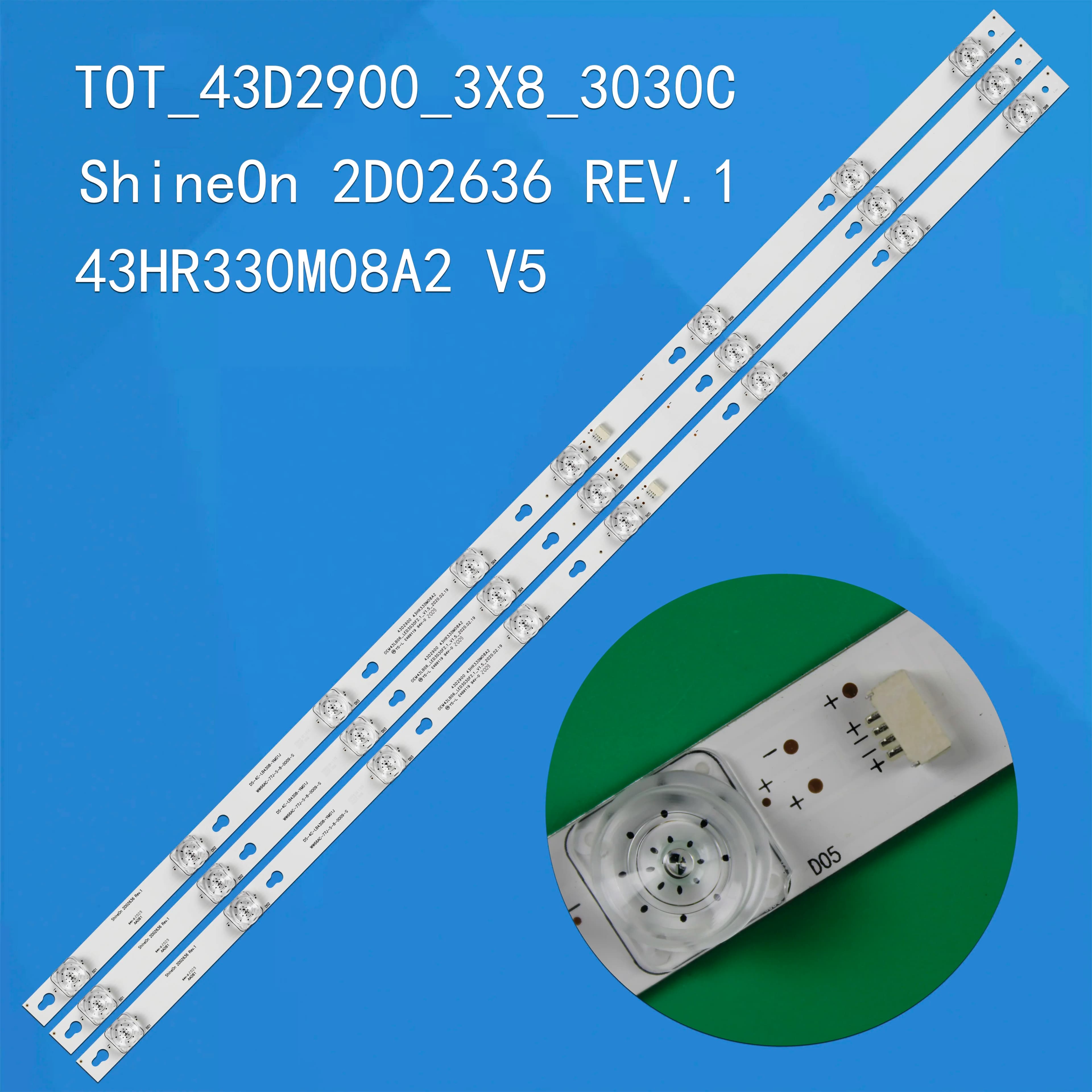 LED Backlight Strip TOT_43D2900_3X8 4C-LB4308-YM010 For 2D02636 43UC6306 43S303 43S305 43UC6406 43DP608 D43A810 43A730U