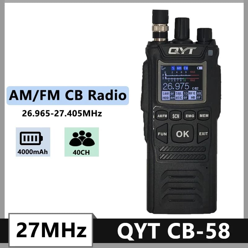 Radio Cb 27Mhz Walkie Talkie Qyt Am/Fm 26.965-27.405Mhz 40 Canali 4100Mah Citizen Band Radio Ricetrasmettitore radio portatile