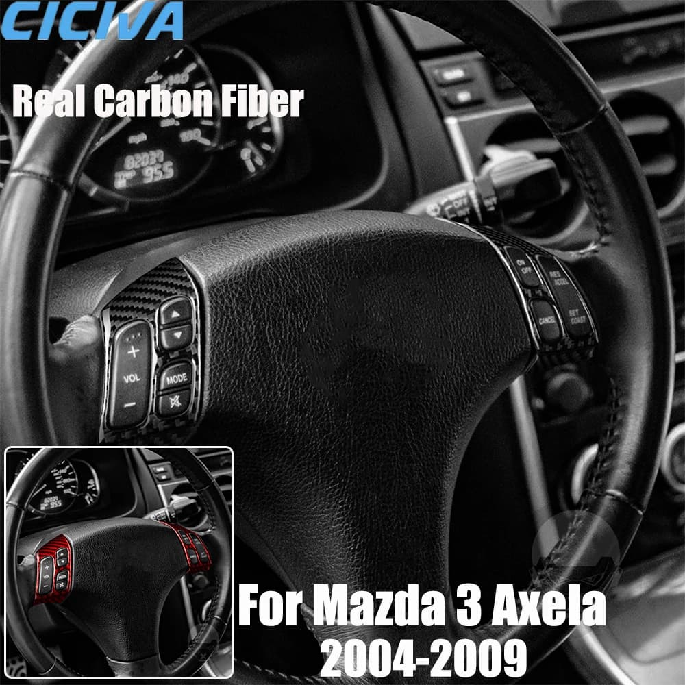Real Carbon Fiber Accessories Auto Flyer Bottoni Trim Cover Wall decal Soft For Mazda 3 Axela 2004 2005 2006 2007 2008 2009