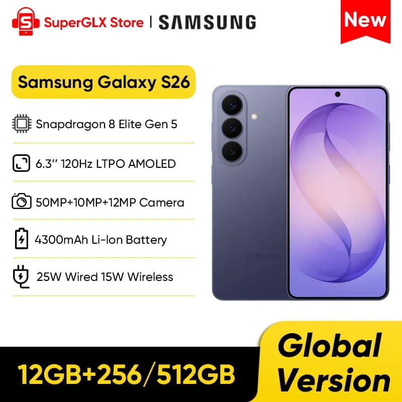 Nuovo Samsung Galaxy S26 5G 2026, Smartphone con Snapdragon 8 Elite Gen 5, Schermo AMOLED 2X Dinamico da 6.3" a 120Hz, Batteria da 4300mAh, IP68, NFC