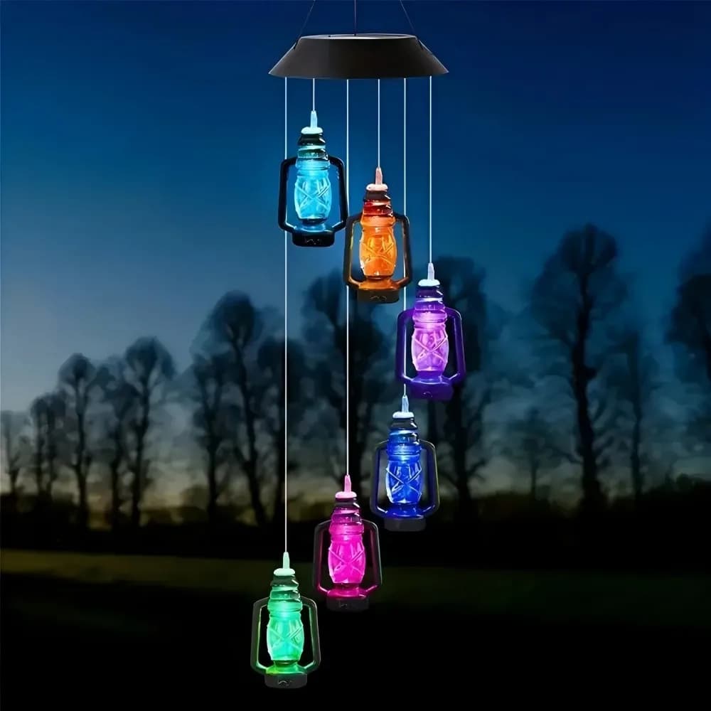 1PC 6LED Solar Wind Chime Light String, LED Retro Bottle Light, Suitable For Courtyard, Garden,Outdoor Landscape Decoration.