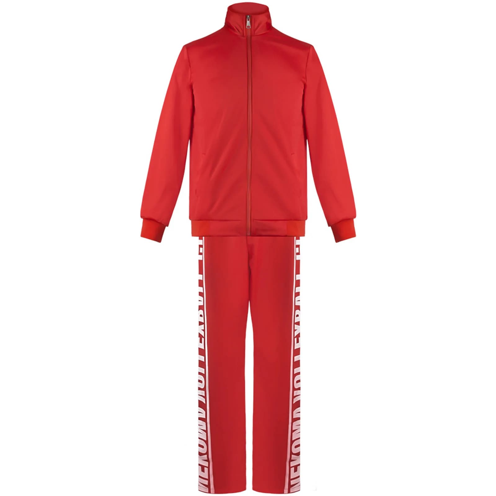 Anime Inspired Red Tracksuit 2-Piece Cosplay Outfit Volleyball Team Style Jacket & Pants for Halloween Party & Daily Wear