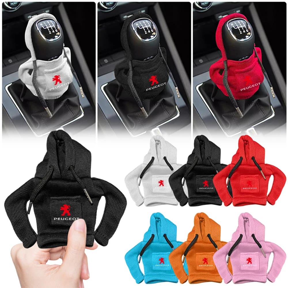 Copertura per pomello del cambio auto a forma di felpa, accessori decorativi per Peugeot 107 108 206 207 208 2008 3008 307, tappo valvola