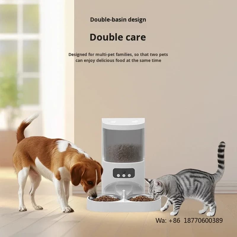 Automatic Pet Bowl Food Feeder Dual Bowl for Cats Dogs with Remote APP Support Monitoring Timing Quantitative Feeding 2kg CN