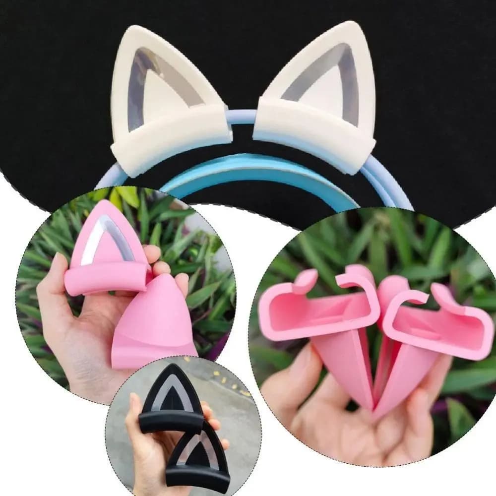 2 Pieces of Accessories for Headphones Shape Cat Earrings, Silicone Decorations Light for Headphones from Gaming, Easy Removal