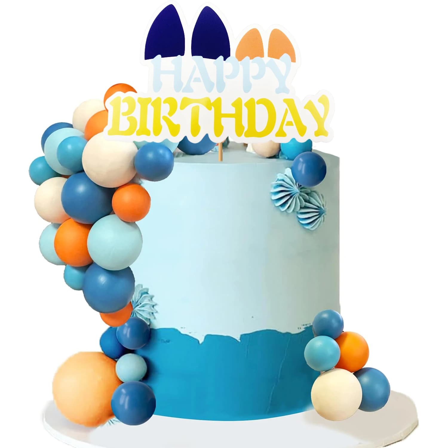 Toppers per torta per cani blu Toppers per torta con palline Decorazioni per torta di compleanno blu arancione per la decorazione della torta di compleanno per baby shower