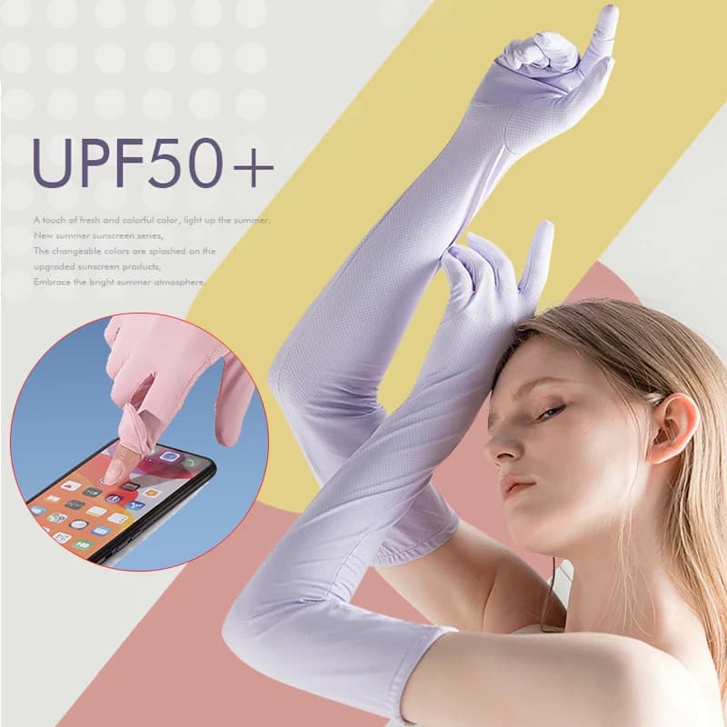 Estate donna anti-uv manicotti guanti moda sottile punta delle dita Flip Touch Screen maglia di seta ghiaccio ciclismo guanti da guida per donna