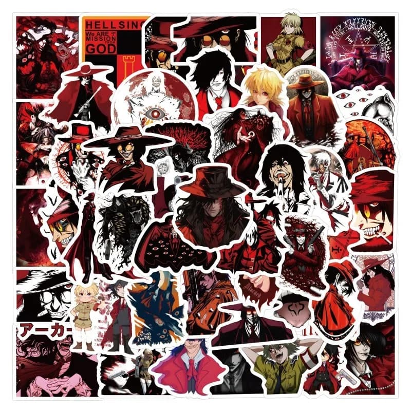 60 pezzi nuovi adesivi graffiti cartoon Hellsing decalcomanie valigia computer portatile decorazione chitarra giocattolo classico per bambini fai da te