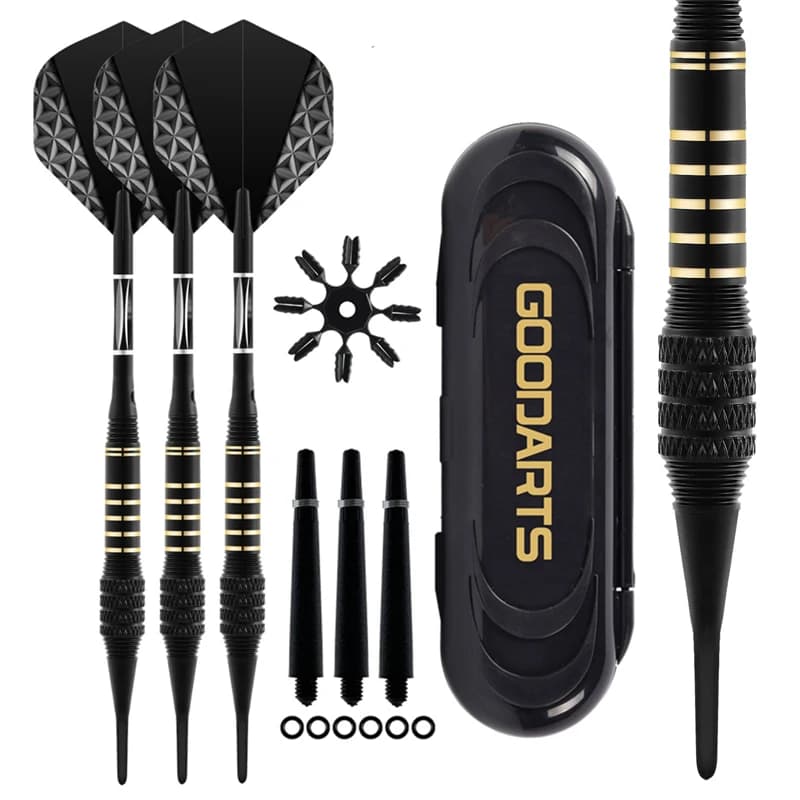 Set di freccette con punta morbida da 18 grammi, kit professionale con aste, anelli in gomma e scatola portaoggetti per giochi di competizione in ufficio, casa e all'aperto