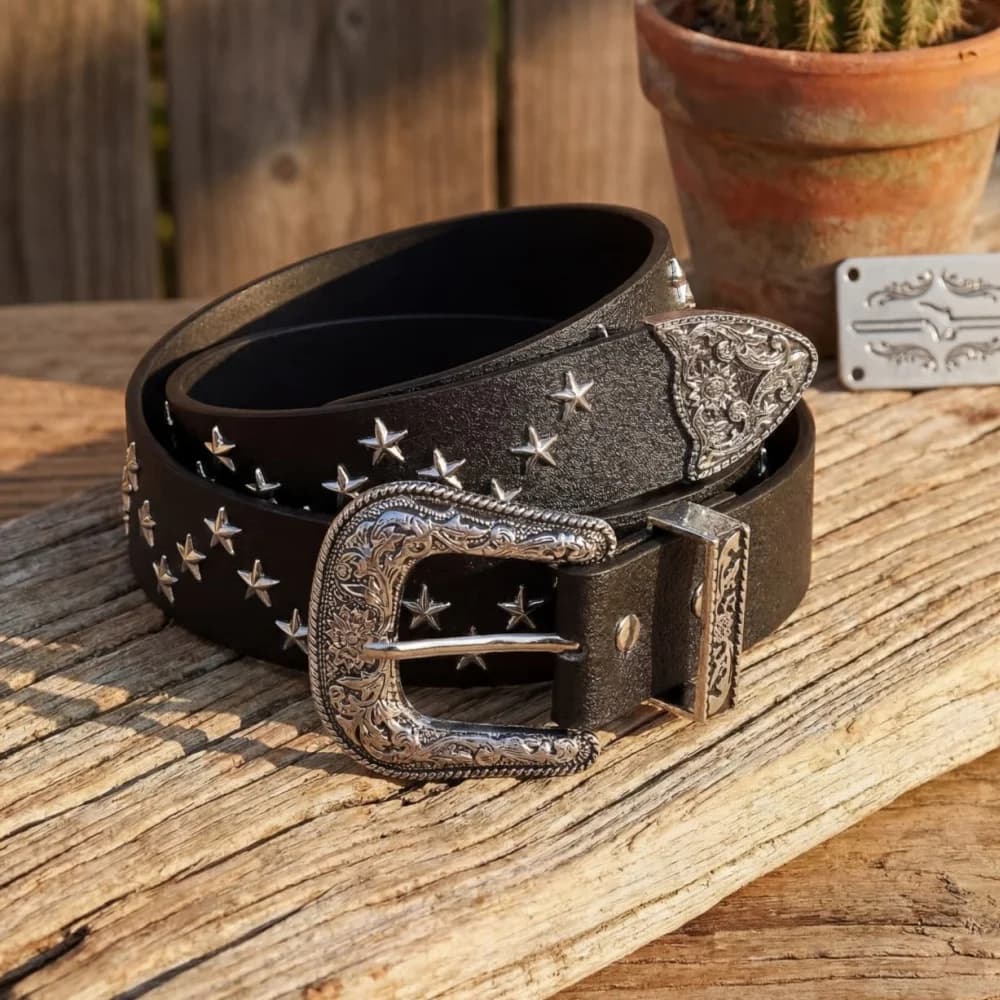 Trendy New Arrival Star Rivet Punk Wide Belt For Women Fashion Versatile Belt For Daily Jeans Wear ND967