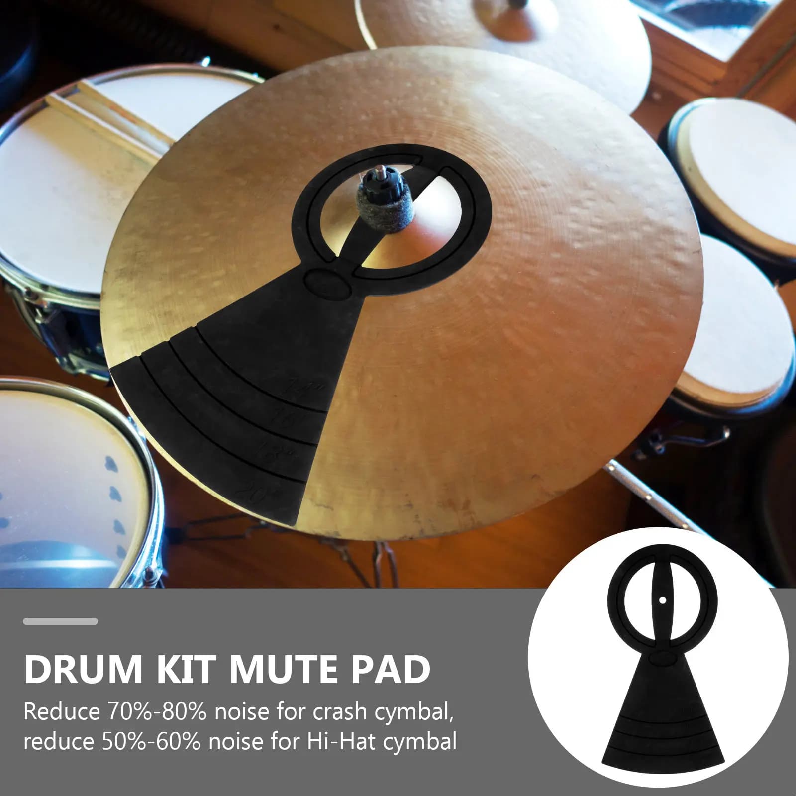 1 Pezzo Pad Mute per Batteria, Pad per Hi-Hat, Tappetino per Piatti Crash, Accessorio per Batteria Silenziosa per Pratica, Cuscino Mute per Riduzione del Rumore