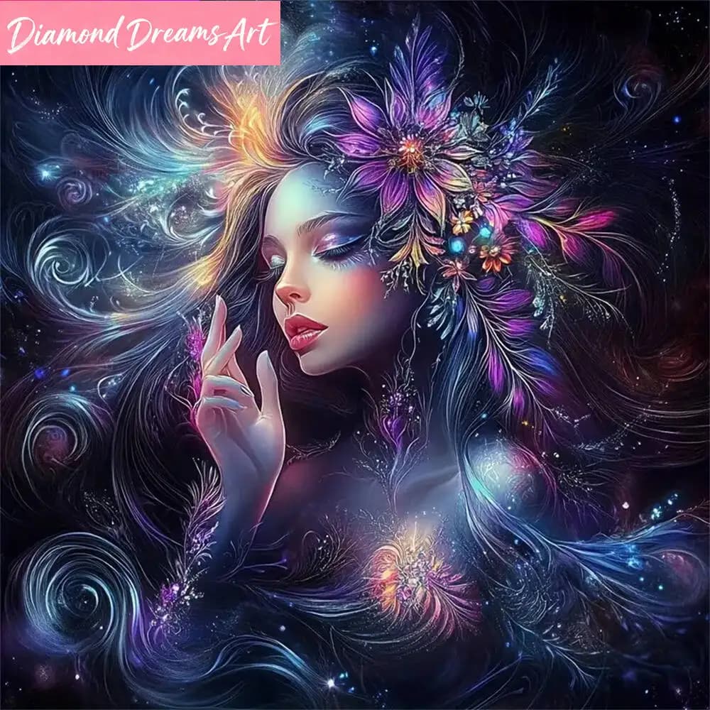 Kit Pittura Diamante Fai-da-Te, Ritratto di Donna, per Adulti e Principianti, Mosaico con Strass, Regalo Unico, Senza Cornice