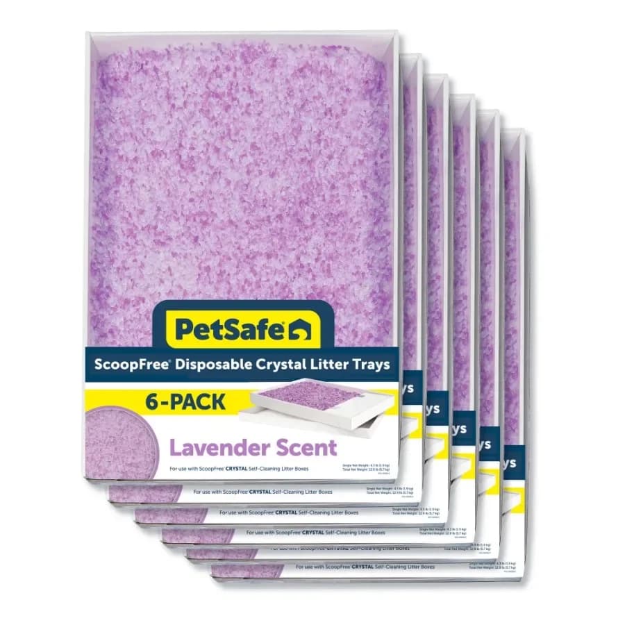 ScoopFree Crystal Disposable Cat Litter Trays, Lavender, Silica Crystals, 6-Pack, Purple