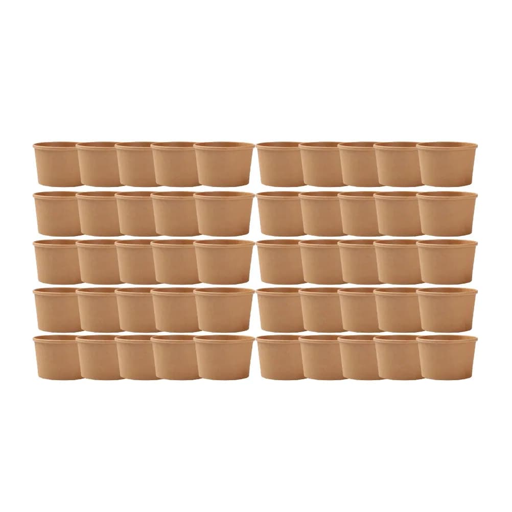 50 Pezzi Contenitori Alimentari in Carta Kraft Naturale da 8 Oz, Impilabili, Resistenti alle Perdite, Antigrasso, per Zuppe e Dolci