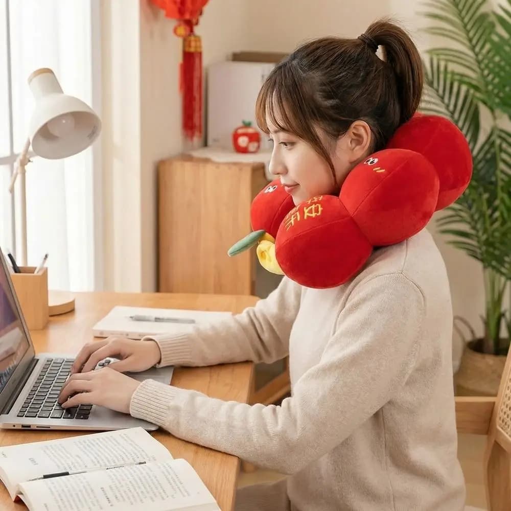 Cuscino a Forma di Tanghulu alla Moda, Cuscino da Viaggio Portatile a Forma di U, Ergonomico per Aereo e Auto